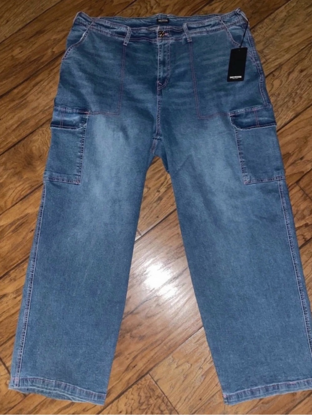 True Religion Pink Stitch Cargo Denim Jeans